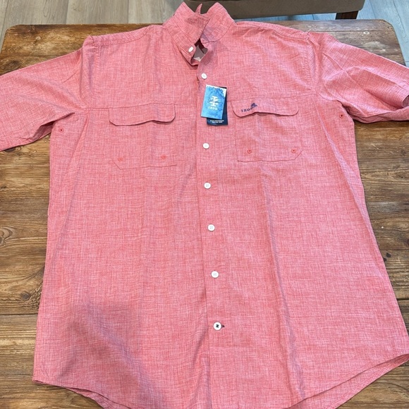 Izod Saltwater Beach Performance Surfside Short Sleeve Shirt Mens Light Pink NEW - Picture 9 of 12